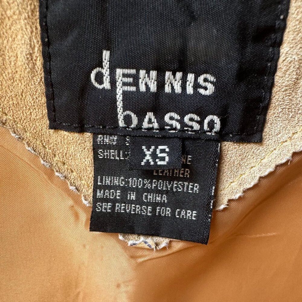 Dennis Basso Vintage Tan Suede Coat Ethically Made in USA Y2K Tailored Fit XS - Picture 7 of 16